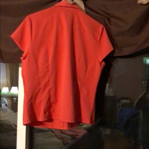 Orange button up with v blouse - Picture 4 of 4